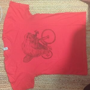 Biking Dark Cycle Beaver on Bike Shirt Medium American Apparel